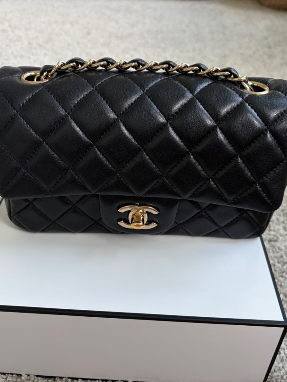 Chanel Classic Black Lambskin Flap Rectangular Mini LGHW 24 series - Picture 6 of 17